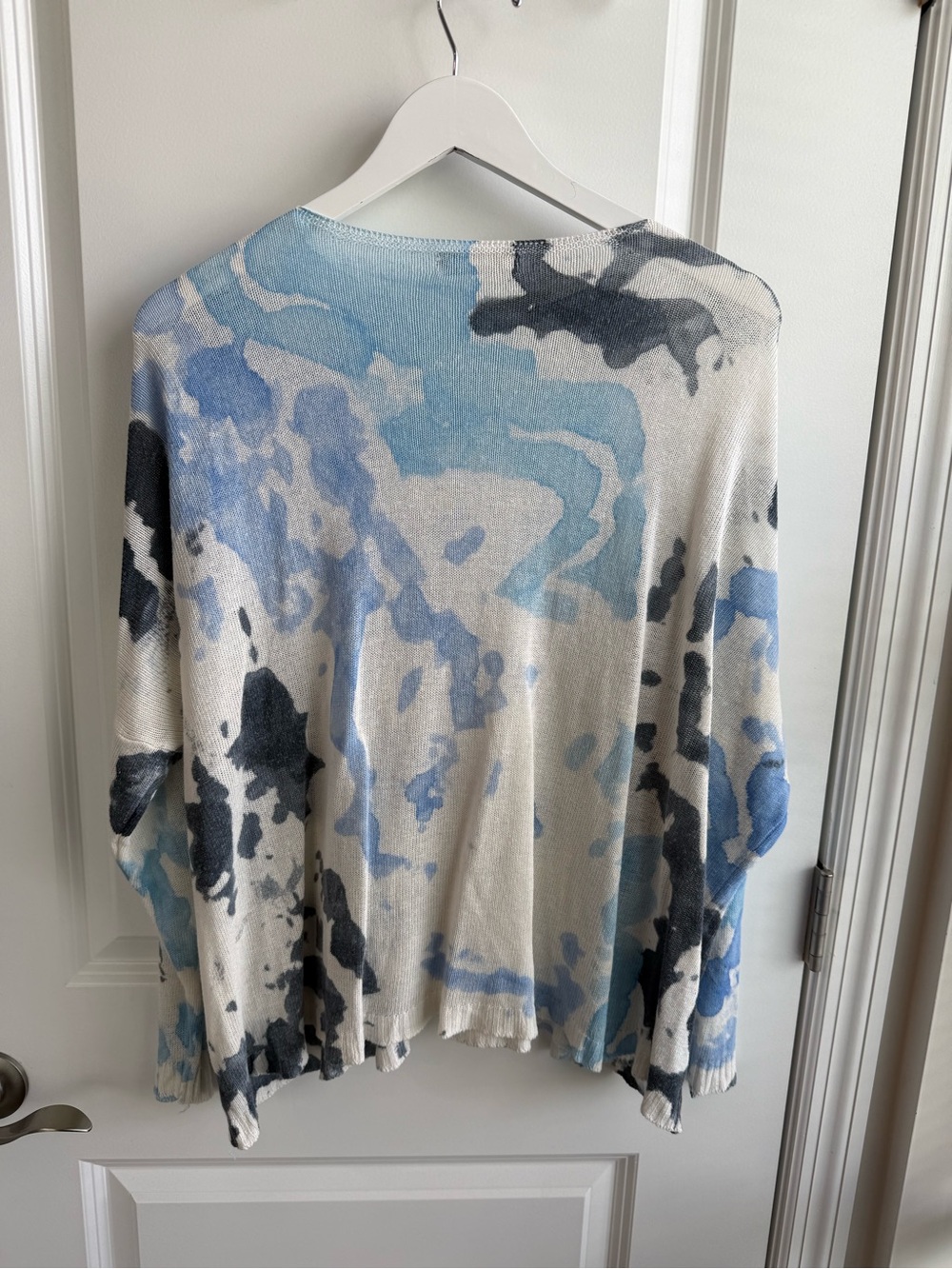 Alembika Watercolor Boxy Sweater Nautical Linen Blend Lagenlook Oversized Medium - Picture 5 of 7